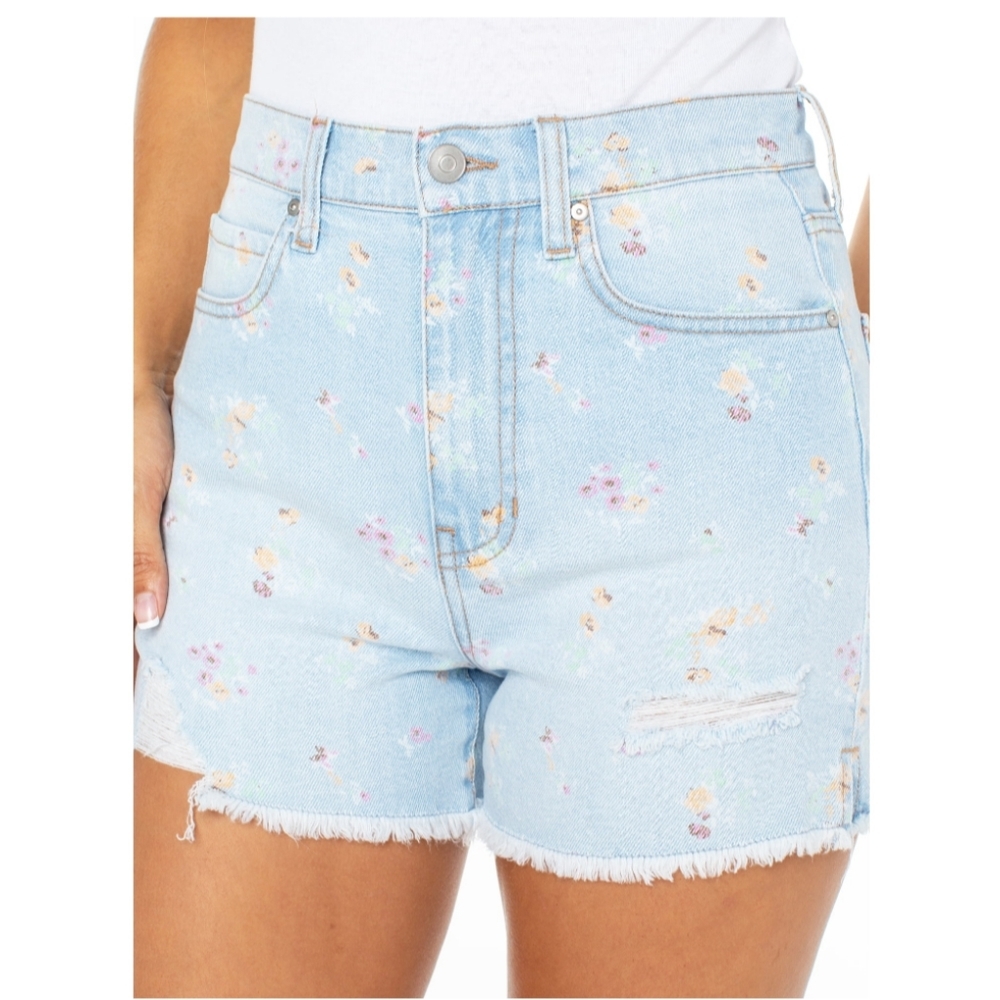 Celebrity Pink Women's Denim Printed Shorts Hi-Rise Floral Print NWT